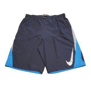 Nike Swim Trunks Men's Large L Navy Blue Summer Beach Colorblock Trendy Comfy